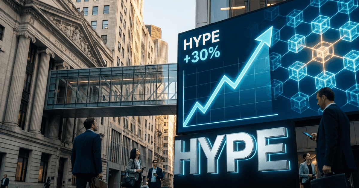 Ilustração editorial sobre altcoins: Altcoin HYPE Salta 30%: Convergência Cripto-Tradicional