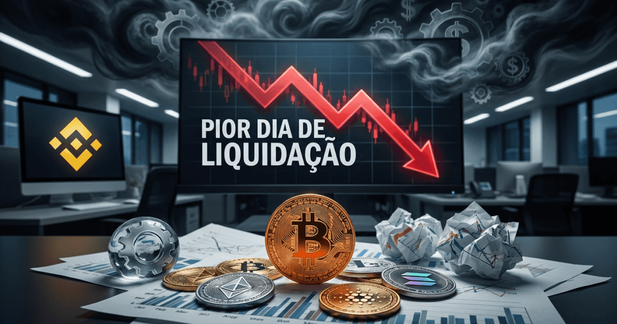 Ilustração editorial sobre altcoins: Altcoins: Binance Atribui Pior Dia de Liquidação a Risco Macroeconômico
