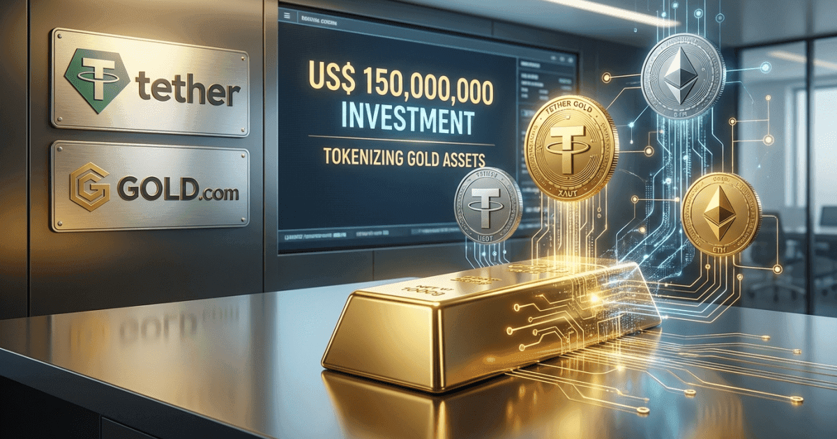 Ilustração editorial sobre ethereum: Tether Acelera Ouro Tokenizado; Impacto para Ethereum e USDT
