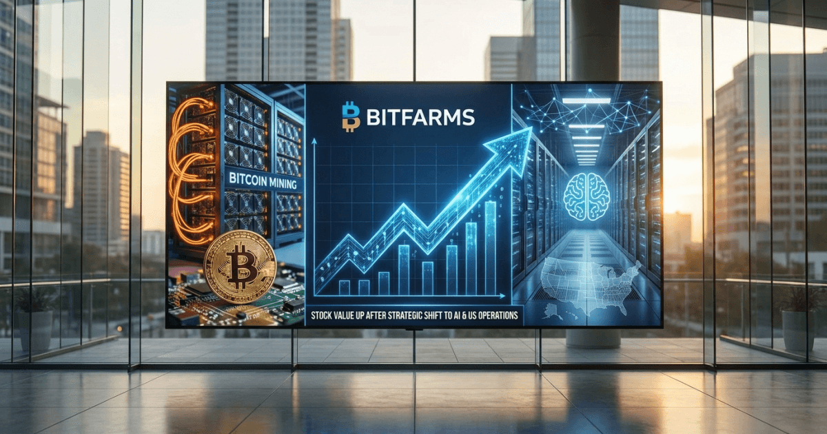 Ilustração editorial sobre bitcoin: Bitcoin: Bitfarms Troca Mineração por IA, Impulsionando Ações