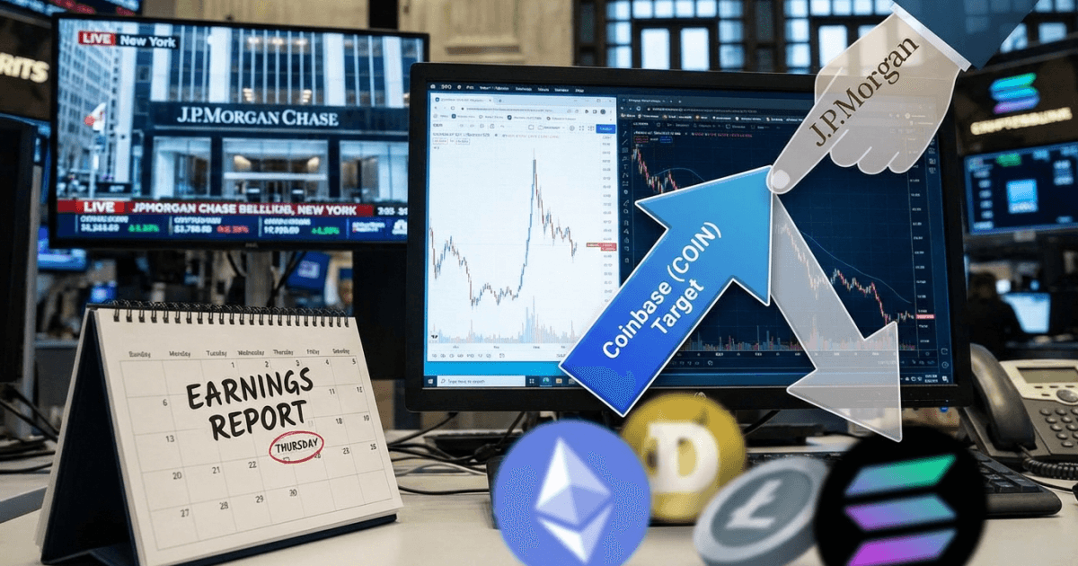 Ilustração editorial sobre altcoins: Coinbase: Analistas Cortam Preço-Alvo e Afetam Altcoins
