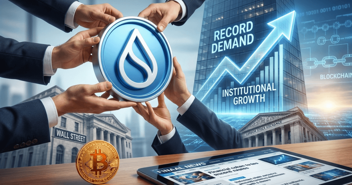 Ilustração editorial sobre altcoins: Sui: Altcoin Atinge Demanda Institucional Recorde e Amadurece Mercado