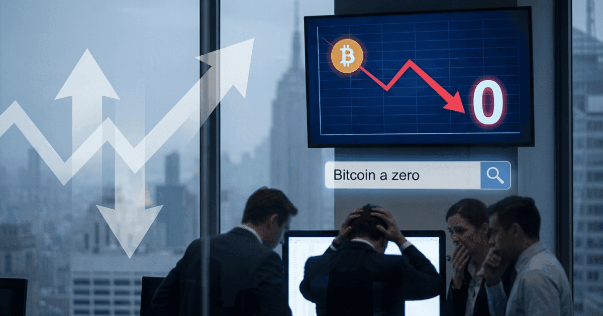 Ilustração editorial sobre bitcoin: Bitcoin: Buscas por "A Zero" Disparam nos EUA, Mercado Misto