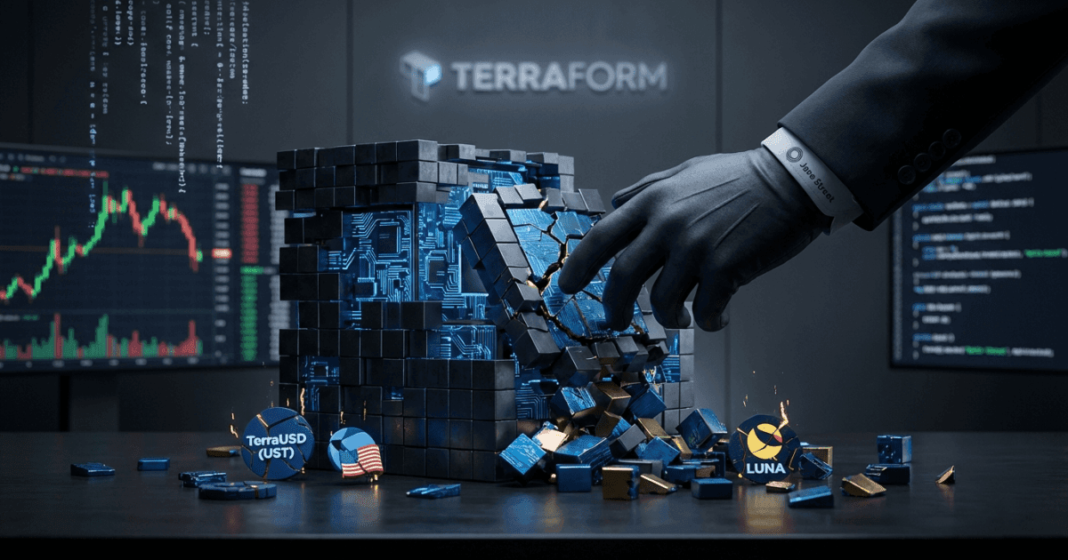 Ilustração editorial sobre altcoins: Airdrop: Insider Trading e Colapso Terraform Ameaçam Cripto
