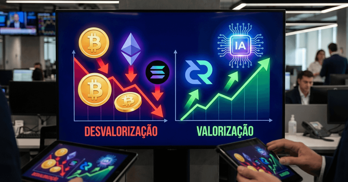 Ilustração editorial sobre ethereum: Ethereum Desvaloriza com Bitcoin; Decred e Tokens IA Sobem