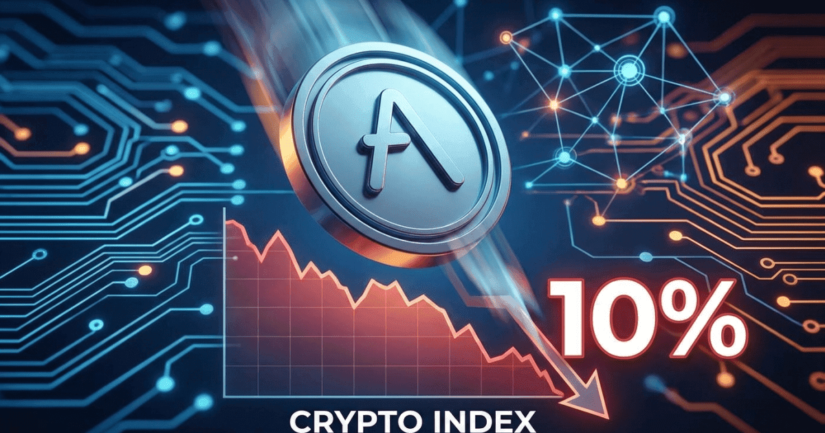 Ilustração editorial sobre defi: DeFi sob Pressão: AAVE Despenca 10% e Afeta Índice Cripto