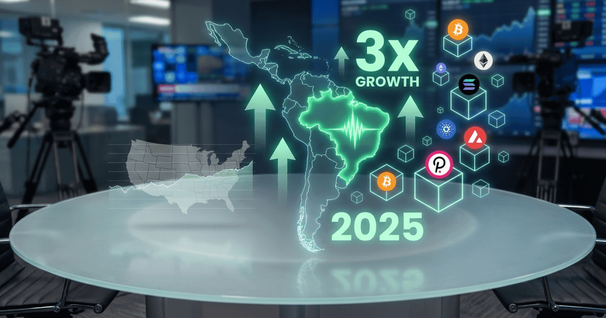 Ilustração editorial sobre altcoins: LATAM Supera EUA: Altcoin Acelera Adoção Cripto 3x Até 2025