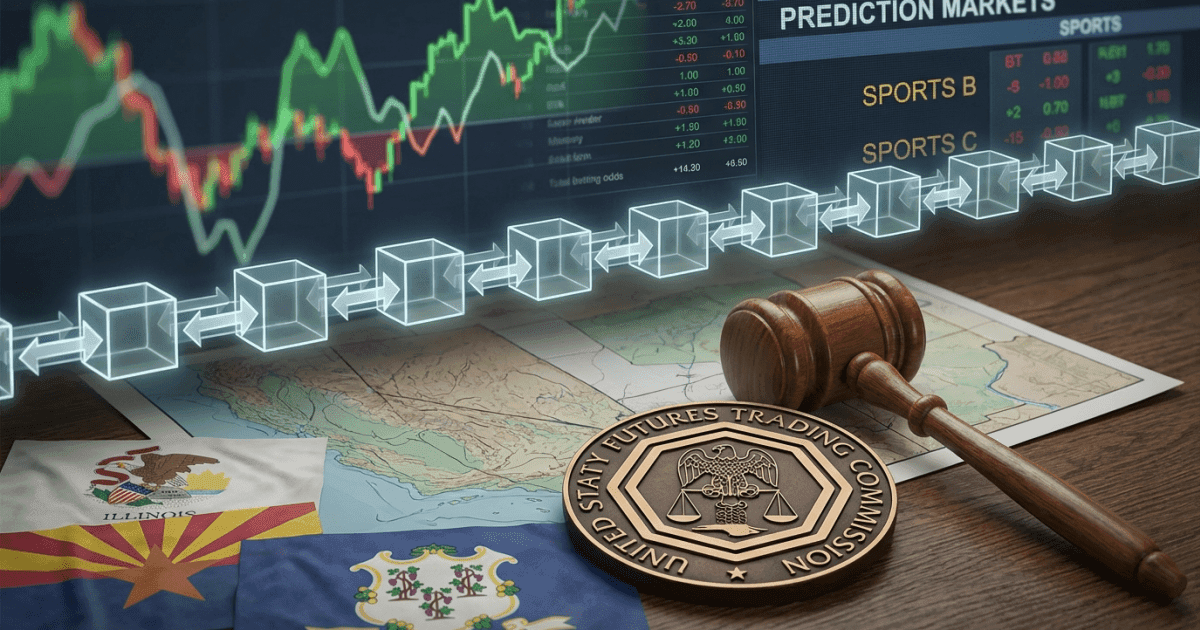Ilustração editorial sobre regulação: Regulação: CFTC Processa Estados, Aumenta Desafios Cripto