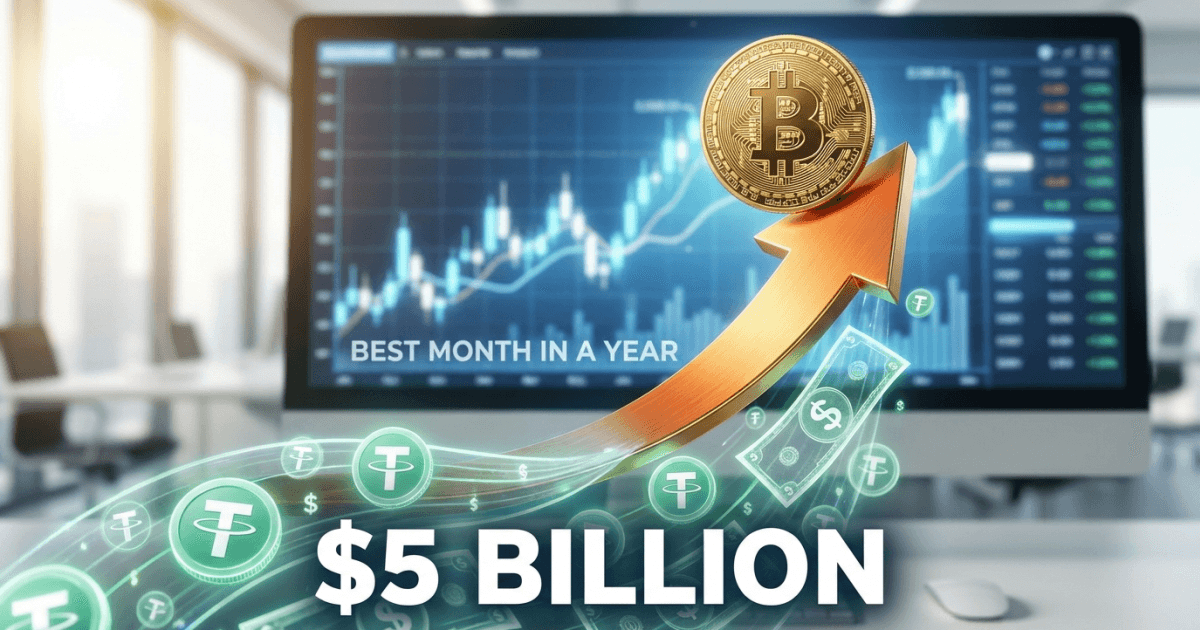 Bitcoin rumo ao melhor mês anual, impulsionado por us$5 bi em USDT
