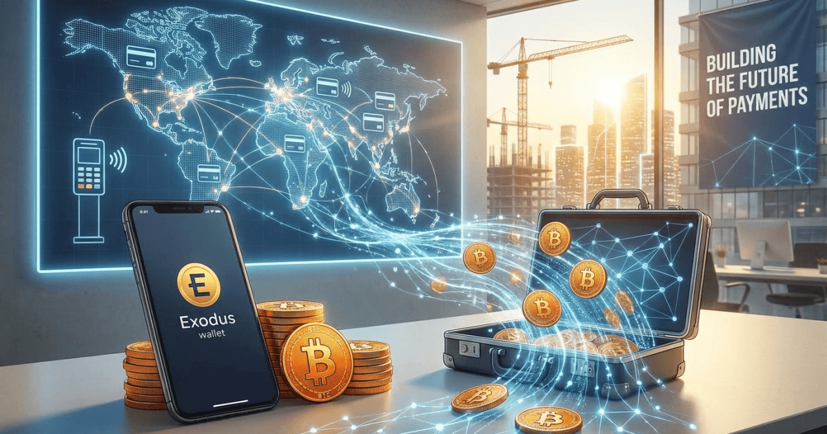 Ilustração editorial sobre bitcoin: Bitcoin: Exodus Vende Mil BTC para Construir Império de Pagamentos