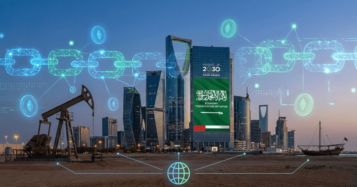 Ilustração editorial sobre altcoins: Arábia Saudita Avança em Altcoin: Tokeniza Economia Bilionária