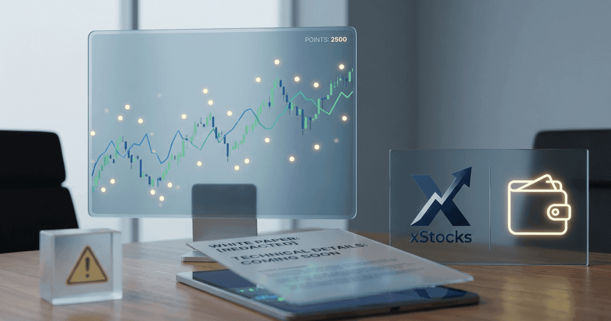 Ilustração editorial sobre airdrop: xStocks: o que é o projeto e como funciona seu programa de pontos