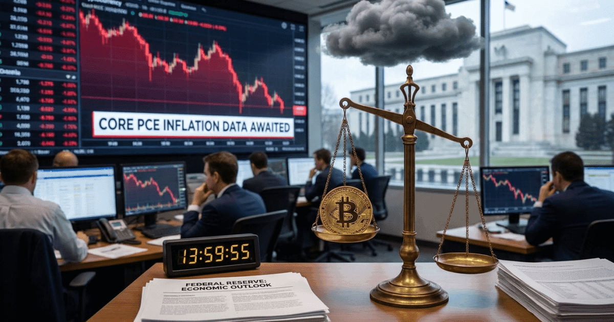 Ilustração editorial sobre regulação: Bitcoin: Derivativos Sinalizam Pânico Antes de Dados de Inflação
