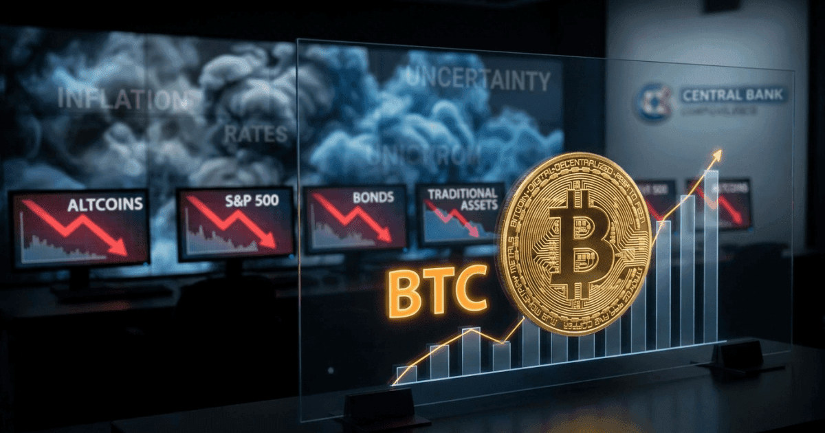 Ilustração editorial sobre bitcoin: Bitcoin Supera Mercado em Baixa no 1º Semestre com Resiliência