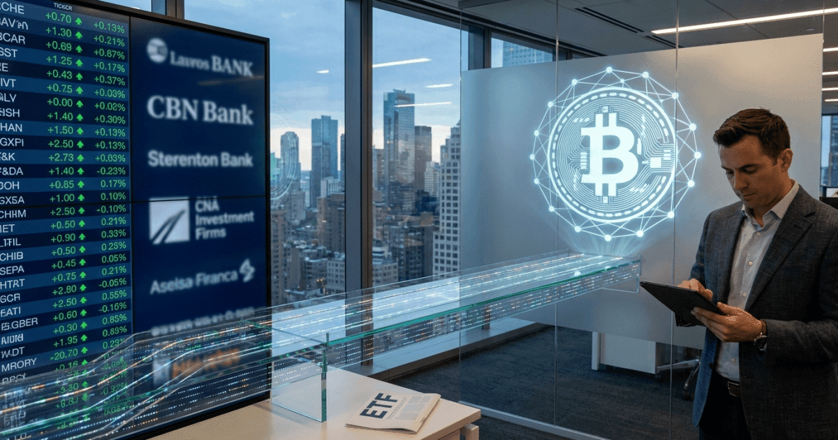 Ilustração editorial sobre bitcoin: Bitcoin e Ações: Conexão Inevitável na Maturação Cripto