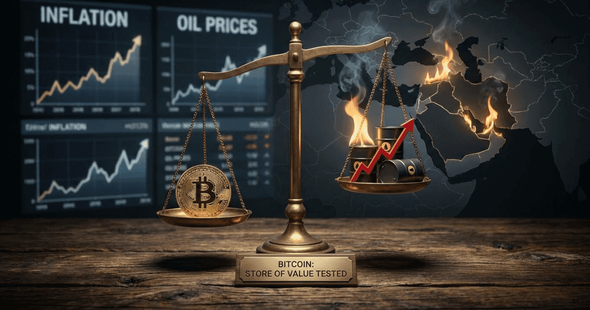 Ilustração editorial sobre bitcoin: Bitcoin: Conflito no Oriente Médio e Petróleo em Alta Criam Dilema