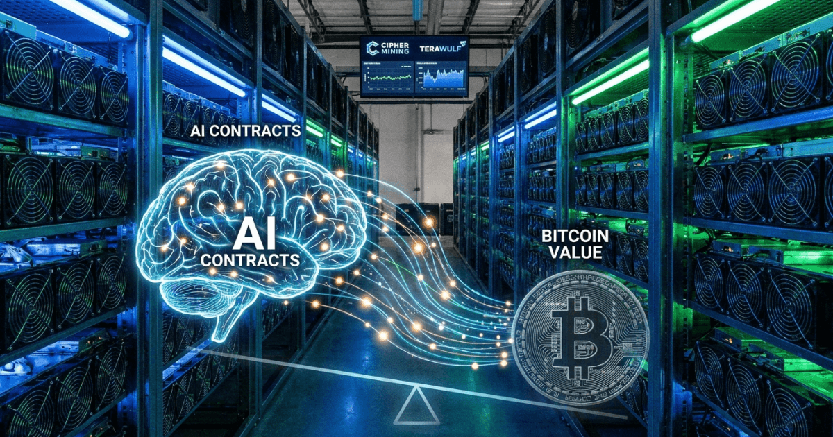 Ilustração editorial sobre bitcoin: Bitcoin: IA Supera Preço na Avaliação de Mineradoras Cripto
