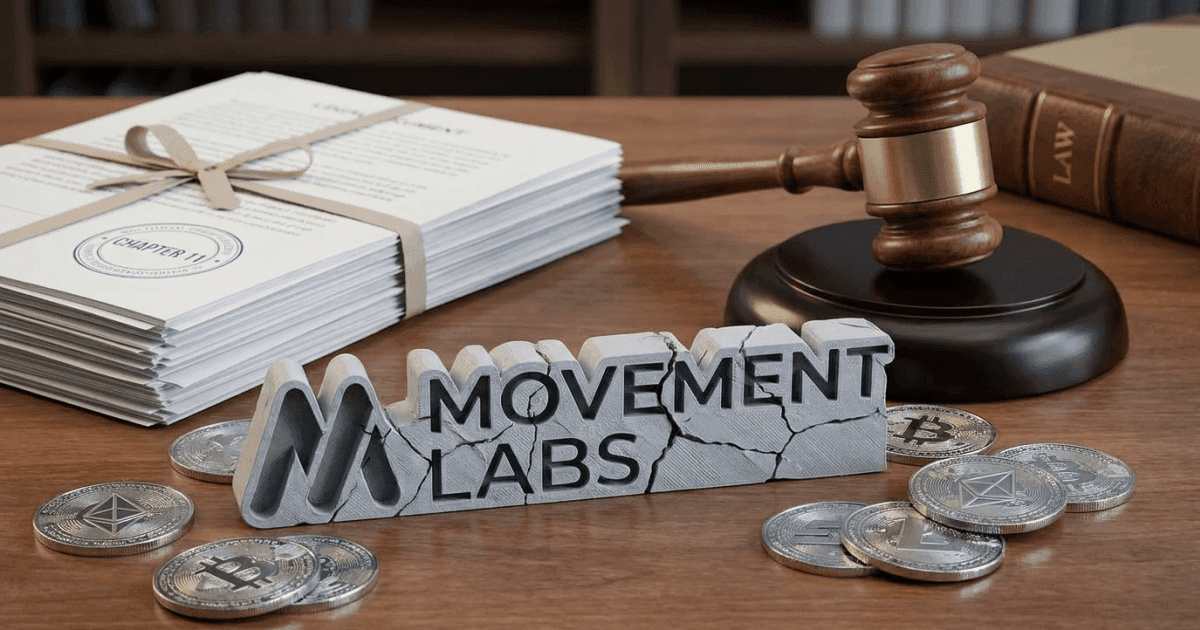 Ilustração editorial sobre regulação: Regulação e Desafios: Movement Labs Inicia Recuperação Judicial