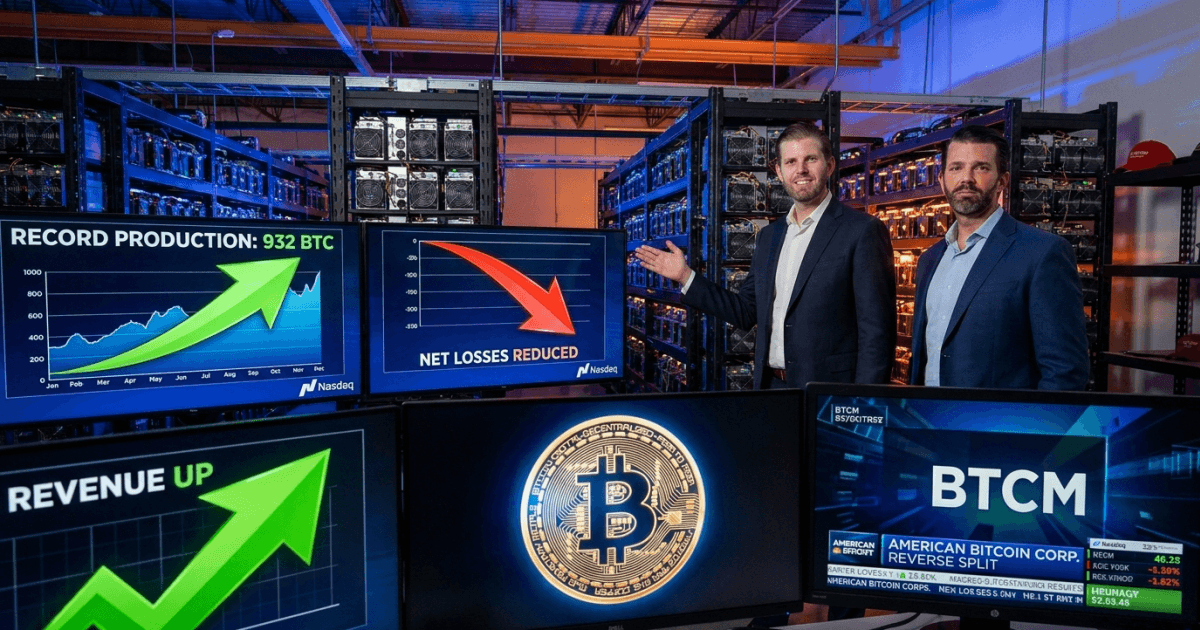 Ilustração editorial sobre bitcoin: Mineradora American Bitcoin, Ligada aos Trump, Atinge Produção Recorde de BTC