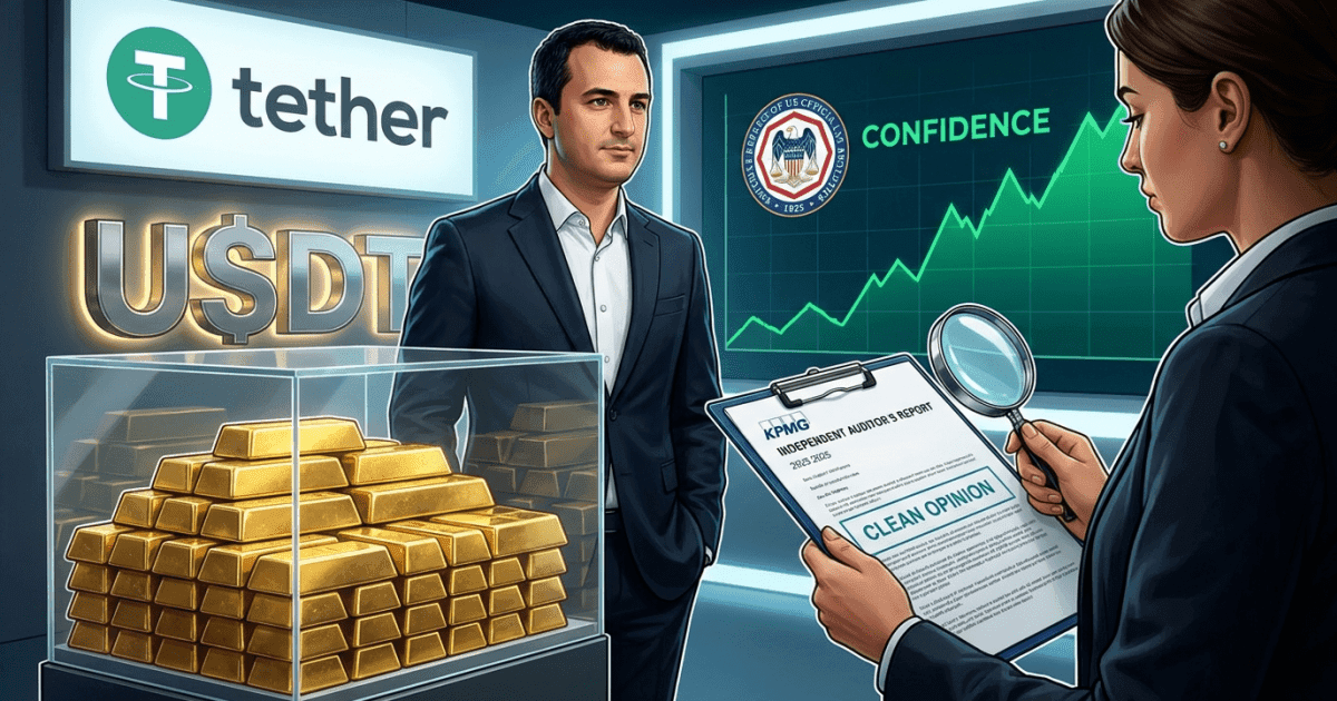Ilustração editorial sobre ethereum: Auditoria KPMG da Tether Reforça Confiança no USDT e no Mercado Cripto